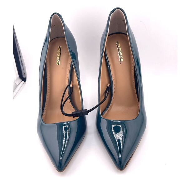 NWOB Express Dark Teal Pointed Toe Heel Pump Size 7M - Picture 4 of 6